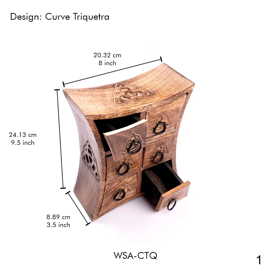 WOODEN STORAGE ALMIRAH - CURVED TIQUETRA
