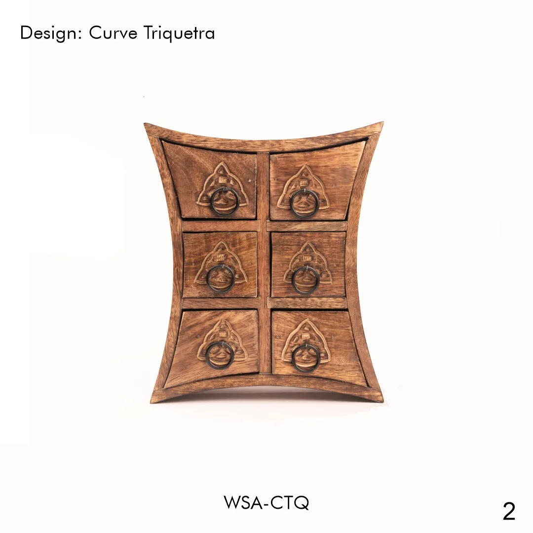 WOODEN STORAGE ALMIRAH - CURVED TIQUETRA - Image 2