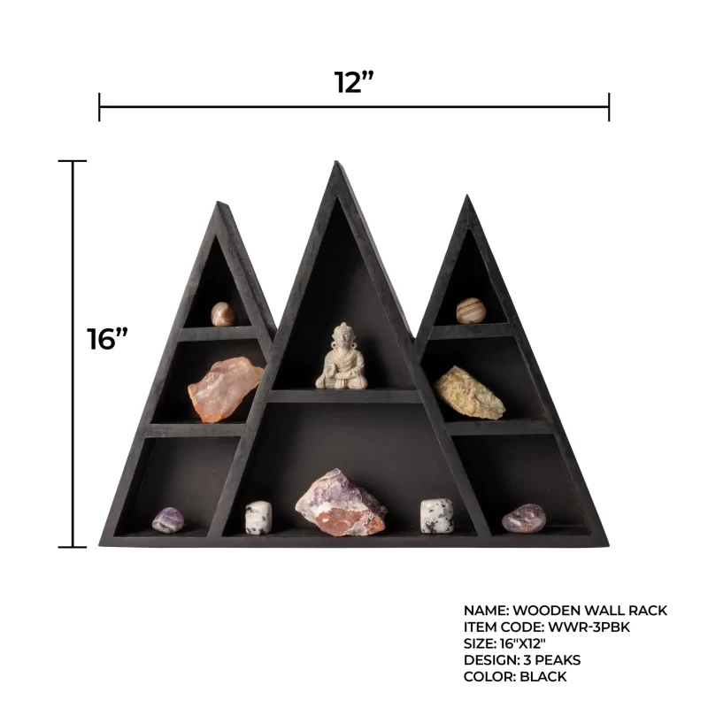WOODEN WALL RACK ( 3 PEAKS - BLACK )