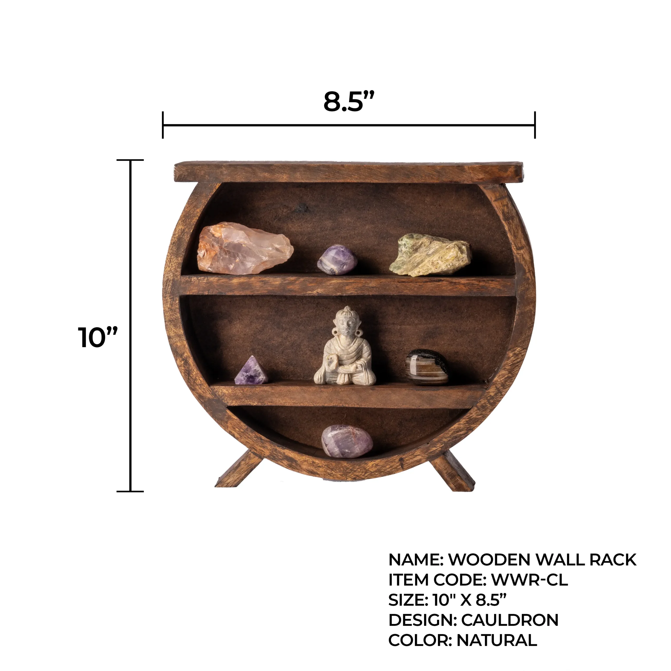 WOODEN WALL RACK ( CAULDRON )
