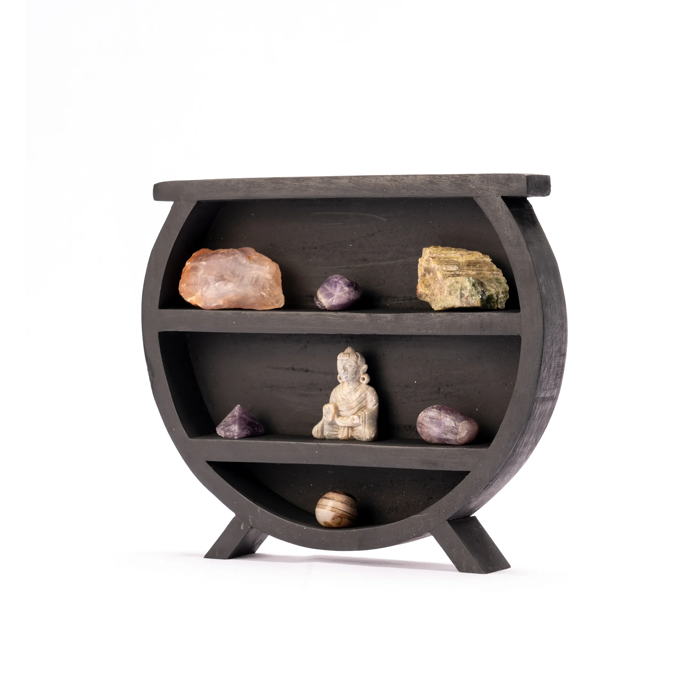 WOODEN WALL RACK ( CAULDRON - BLACK ) - Image 2