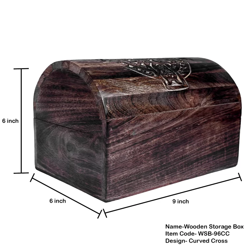 WOODEN STORAGE BOX - CURVED CROSS